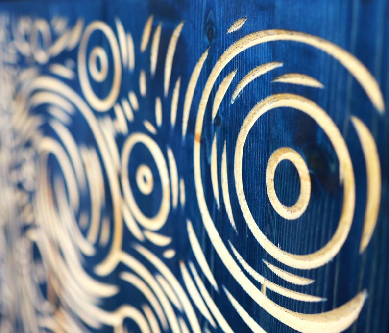 3D Wood Wall Art: Carved Starry Night Decor