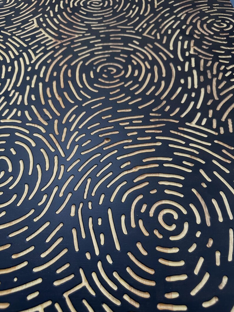 3D Wood Vortex Wall Art: Hand-Carved Line Art Panel