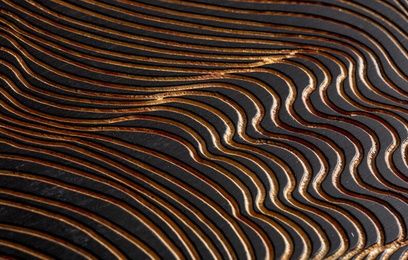 3D Carved Wood Wall Panel: Rustic Modern Line Art