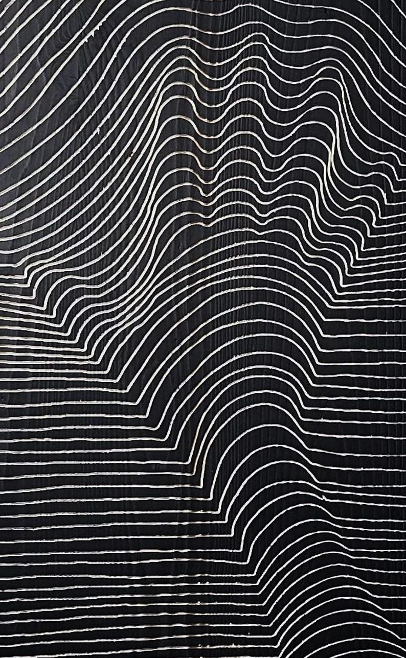 3D Carved Wood Wall Panel: Rustic Modern Line Art