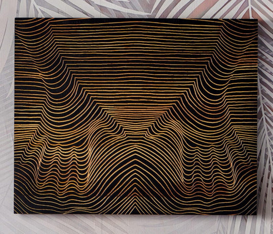 3D Carved Wood Wall Panel: Rustic Modern Line Art