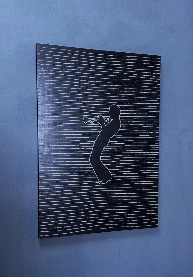 Miles Davis Wood Wall Art: Engraved Jazz Line Art Decor