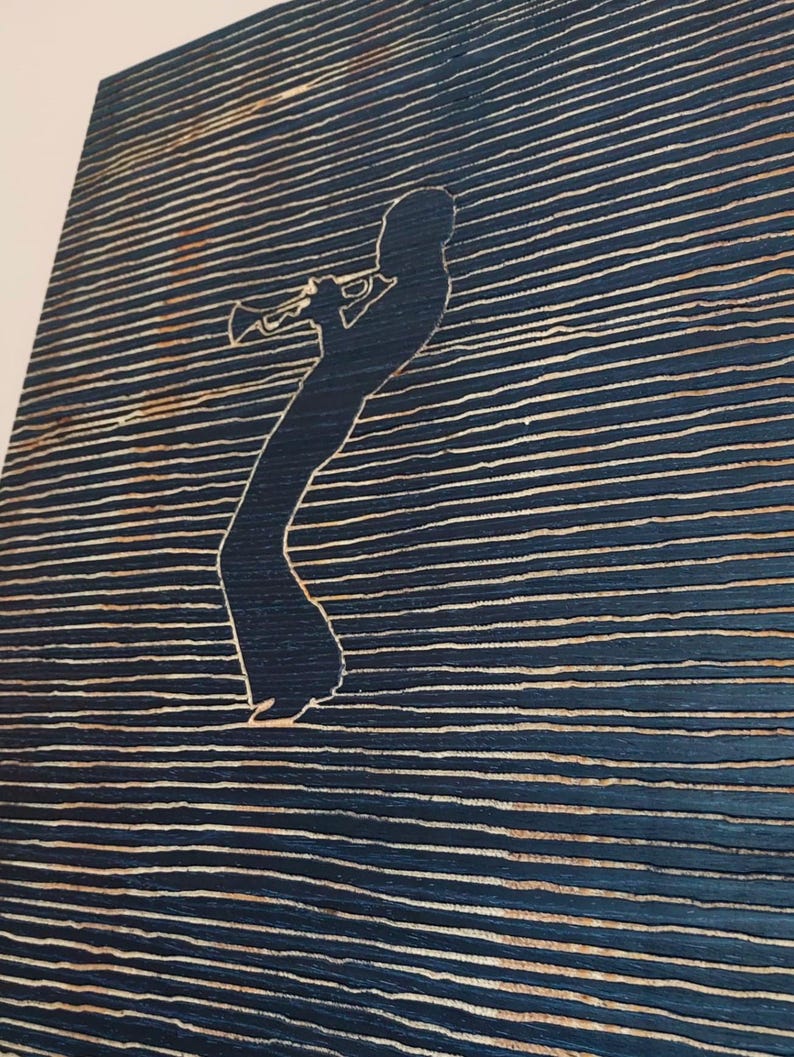 Miles Davis Wood Wall Art: Engraved Jazz Line Art Decor