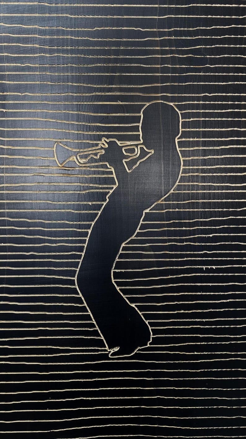 Miles Davis Wood Wall Art: Engraved Jazz Line Art Decor