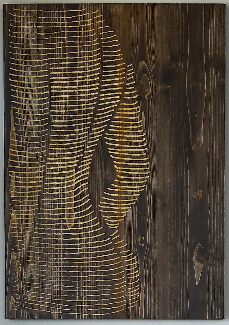 Engraved Wood Wall Art: Minimalist Woman Line Art