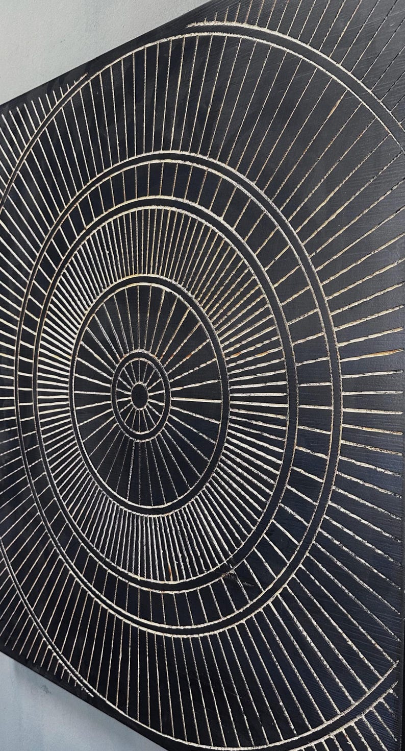 Minimalist Carved Line Wood Wall Art Panel