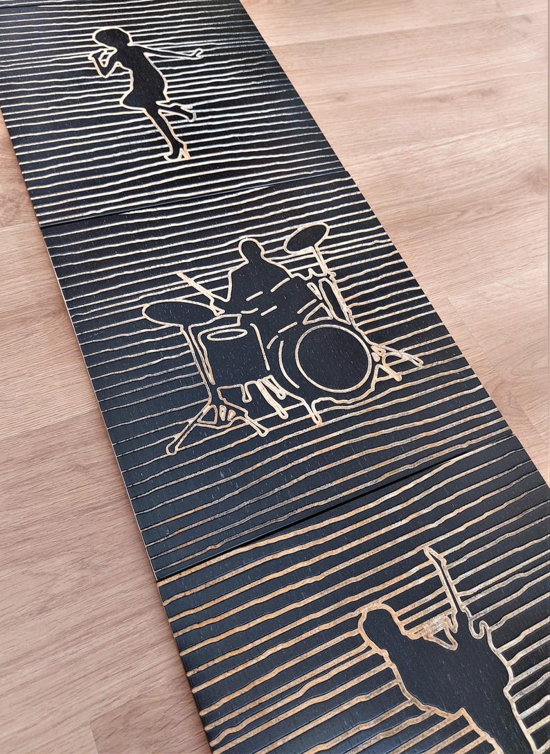 Line Art Music Band Wooden Wall Decor - Set of 4