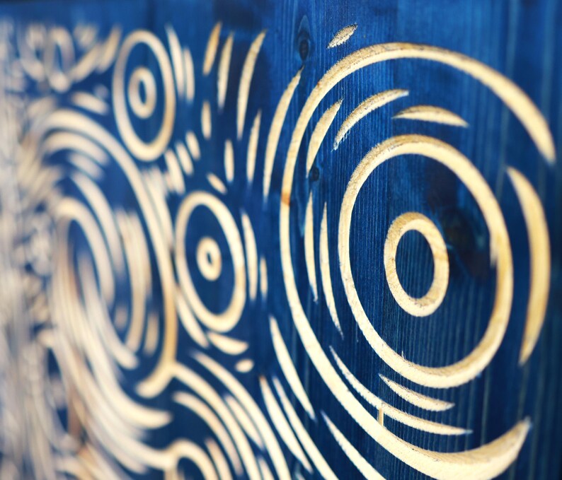 3D Starry Night Wood Wall Art: Hand-Carved Van Gogh Inspired Decor