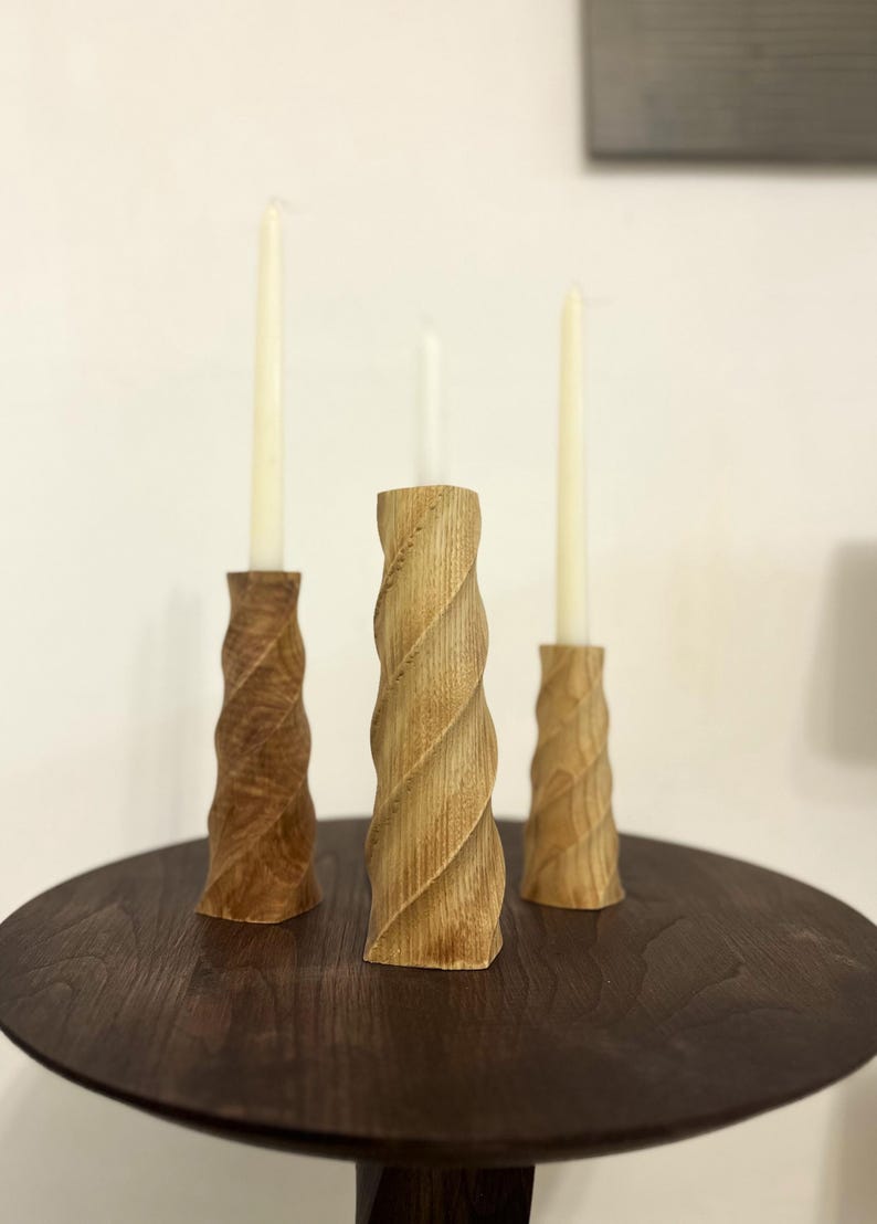 3 Pieces Chesnut Wood Candle Holder