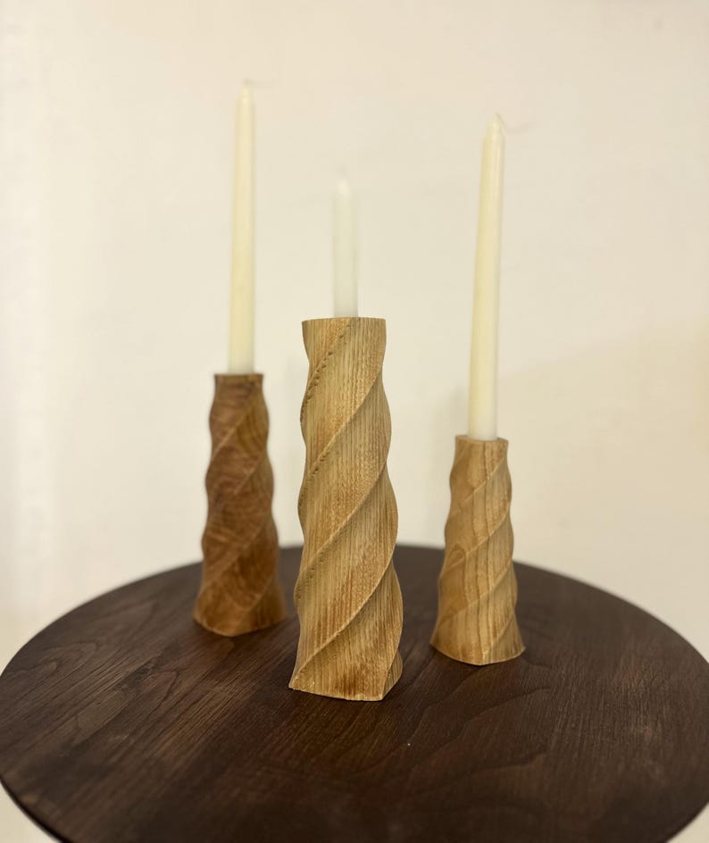 3 Pieces Chesnut Wood Candle Holder