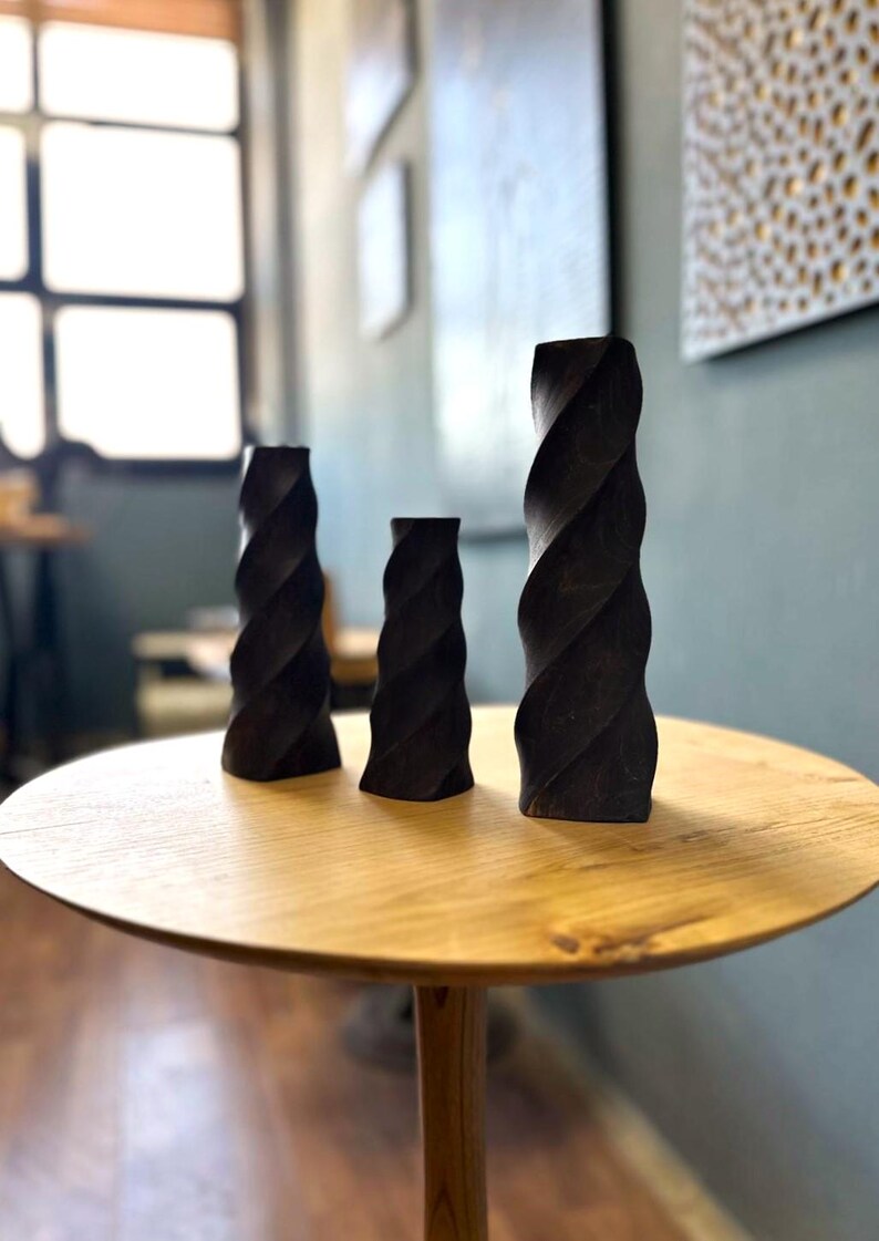 3 Pieces Chesnut Wood Candle Holder