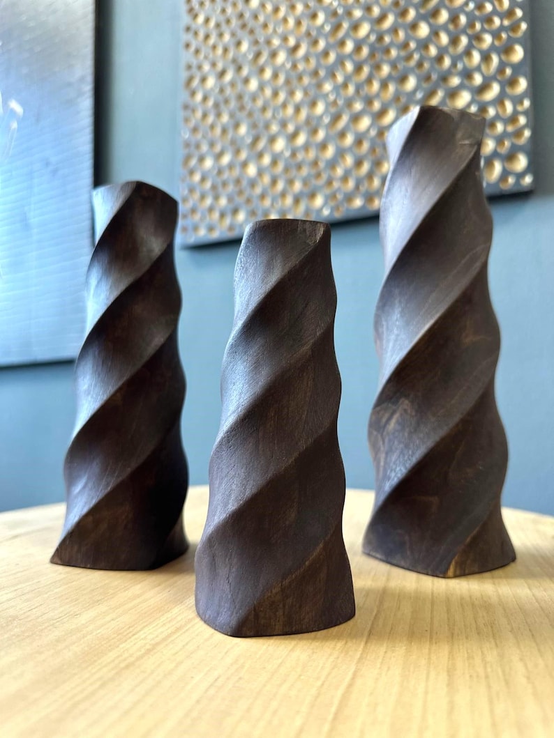 3 Pieces Chesnut Wood Candle Holder