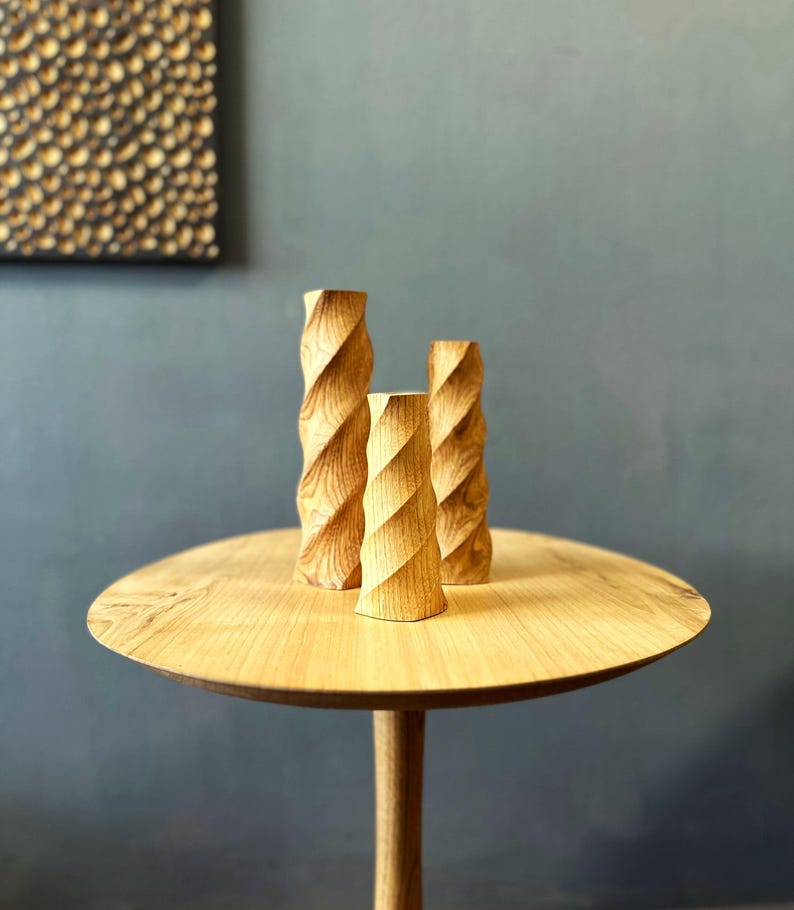 3 Pieces Chesnut Wood Candle Holder