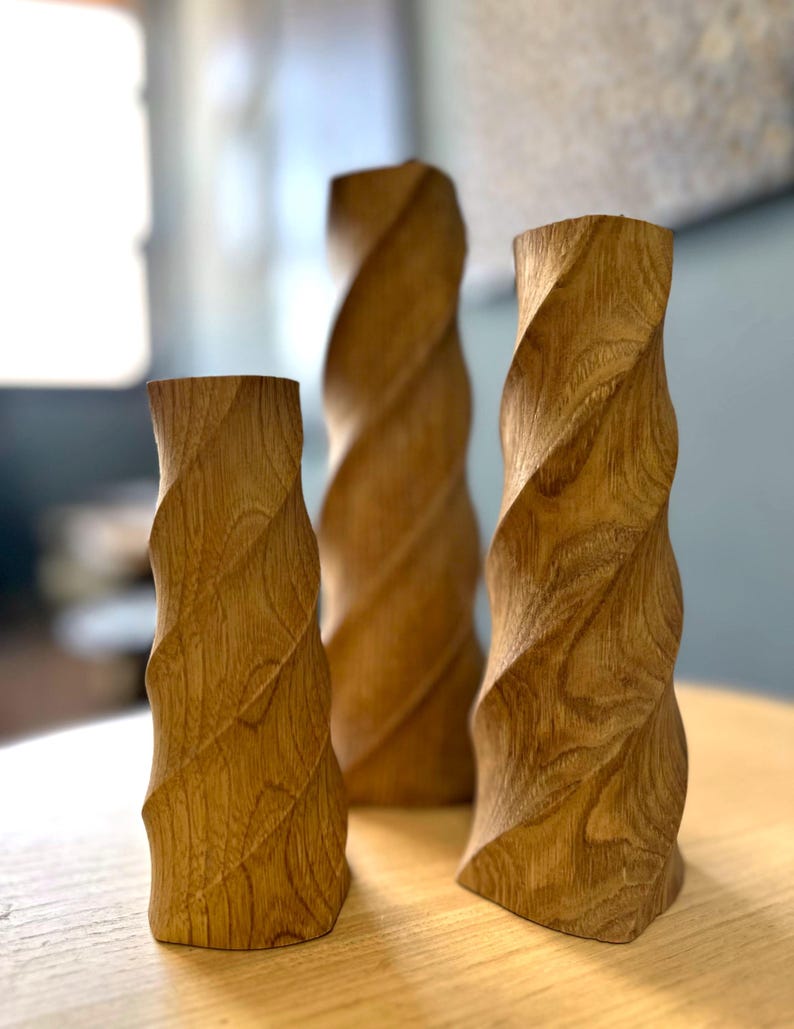 3 Pieces Chesnut Wood Candle Holder