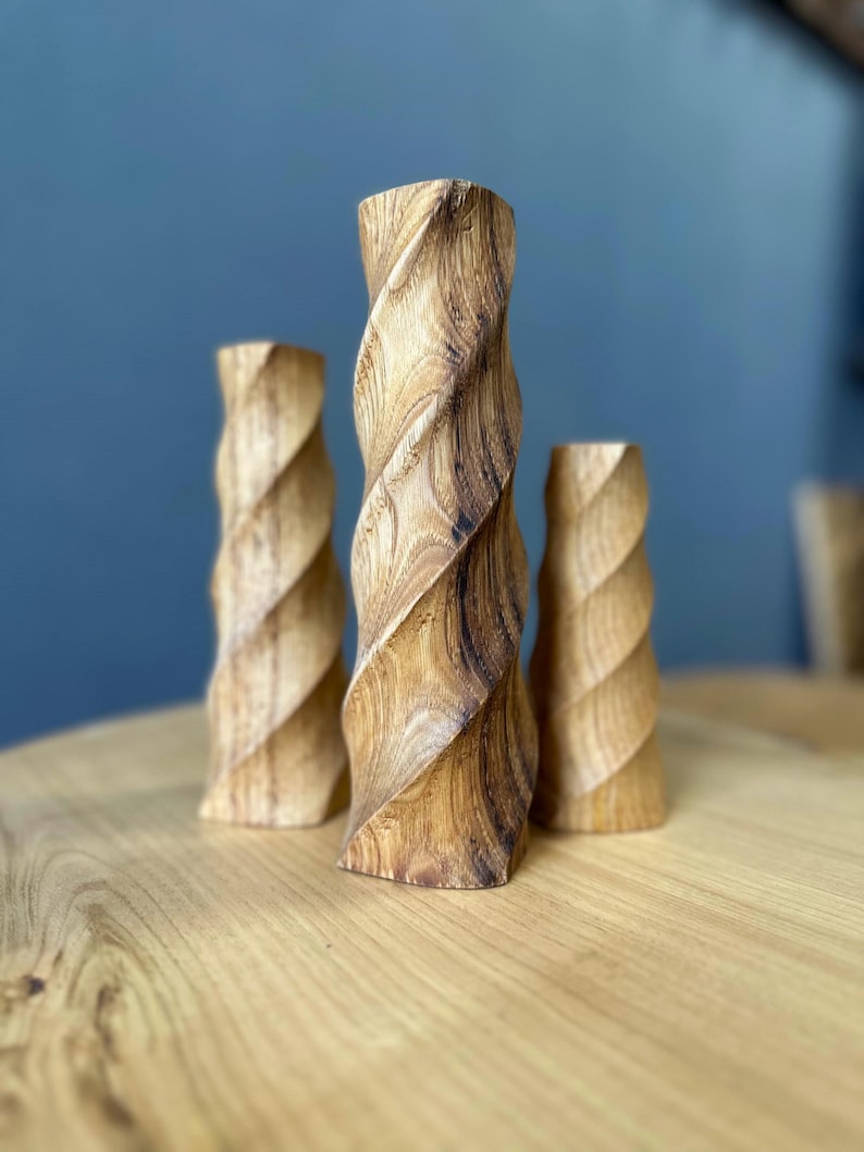 3 Pieces Chesnut Wood Candle Holder