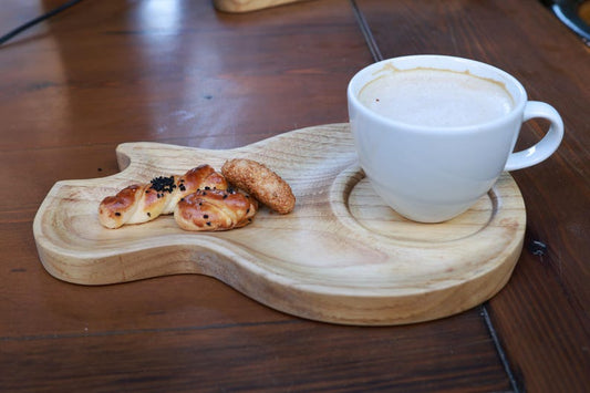 Rustic Chestnut Wood Coffee & Tea Trays – 2-Piece 3D Carved Set
