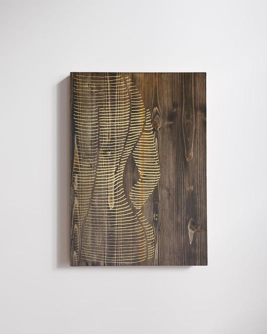Engraved Wood Wall Art: Minimalist Woman Line Art
