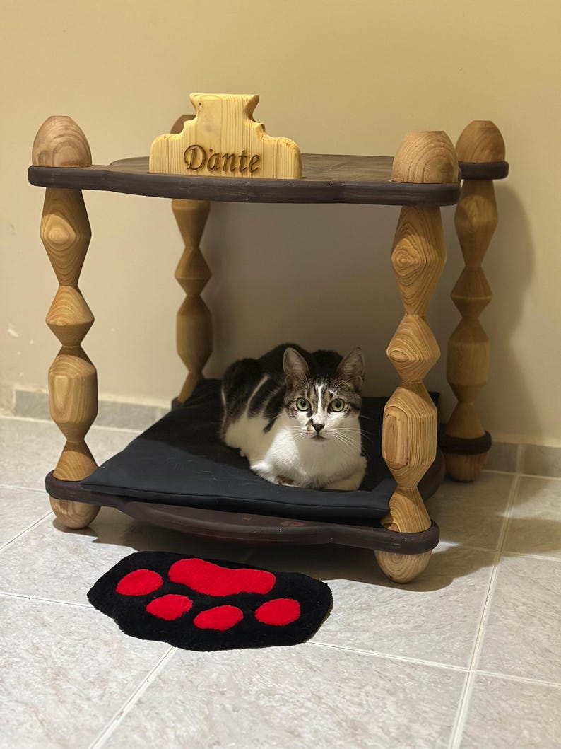 Personalized Wooden Cat Bed: Handcrafted Luxury Pet House