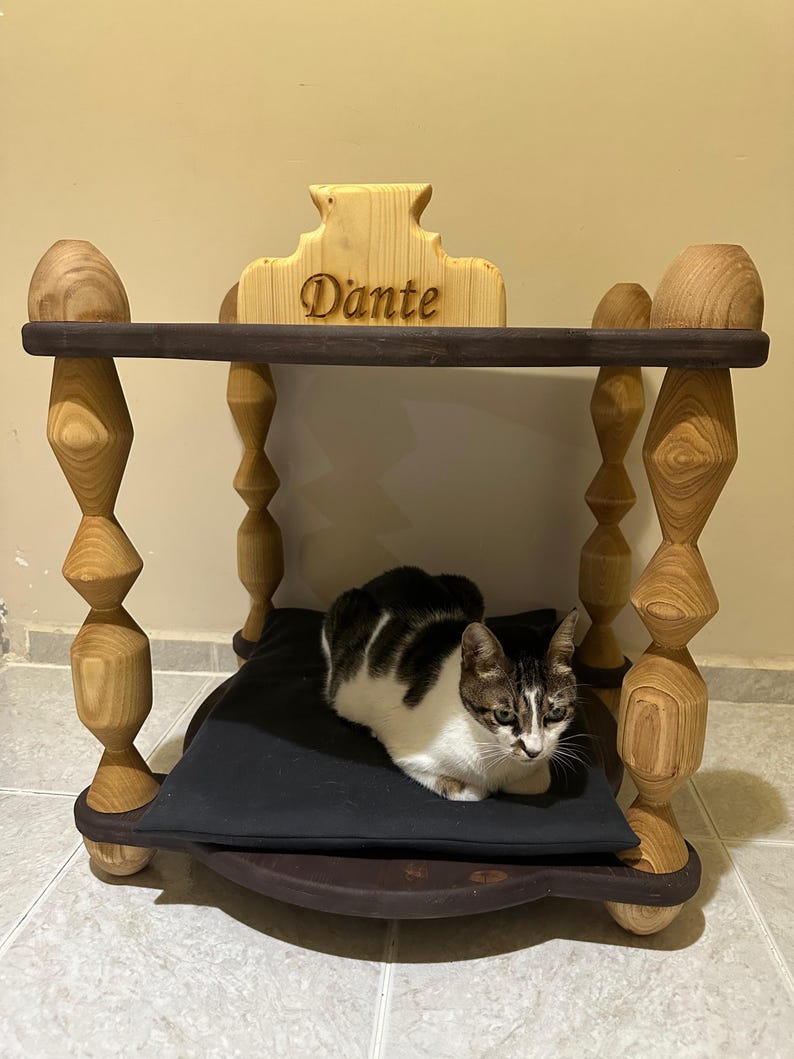 Personalized Wooden Cat Bed: Handcrafted Luxury Pet House