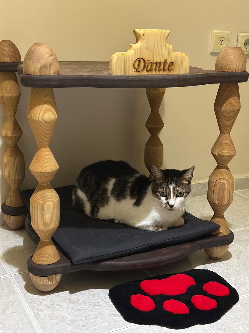 Personalized Wooden Cat Bed: Handcrafted Luxury Pet House