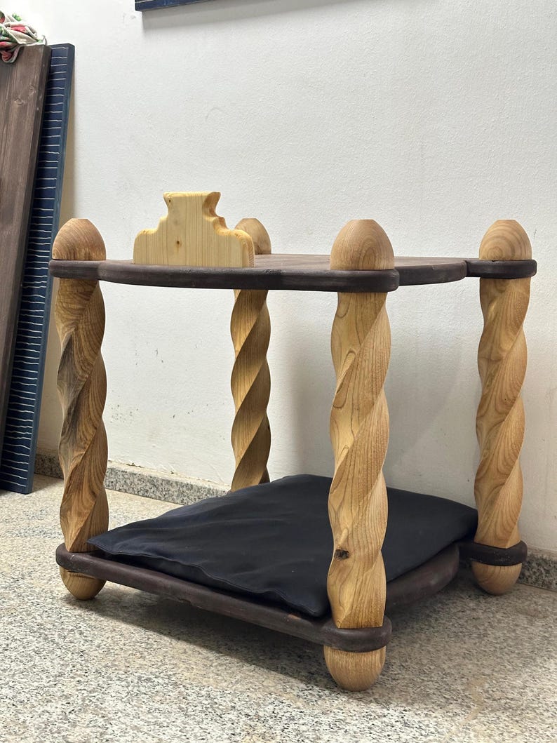 Custom Name Luxury Pet Furniture | Personalized Wooden Cat & Dog Home – Solid Wood Cat House