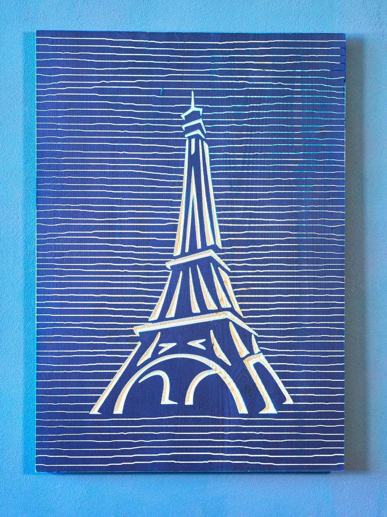 3D Wooden Eiffel Tower Wall Art: Hand-Carved Paris Decor