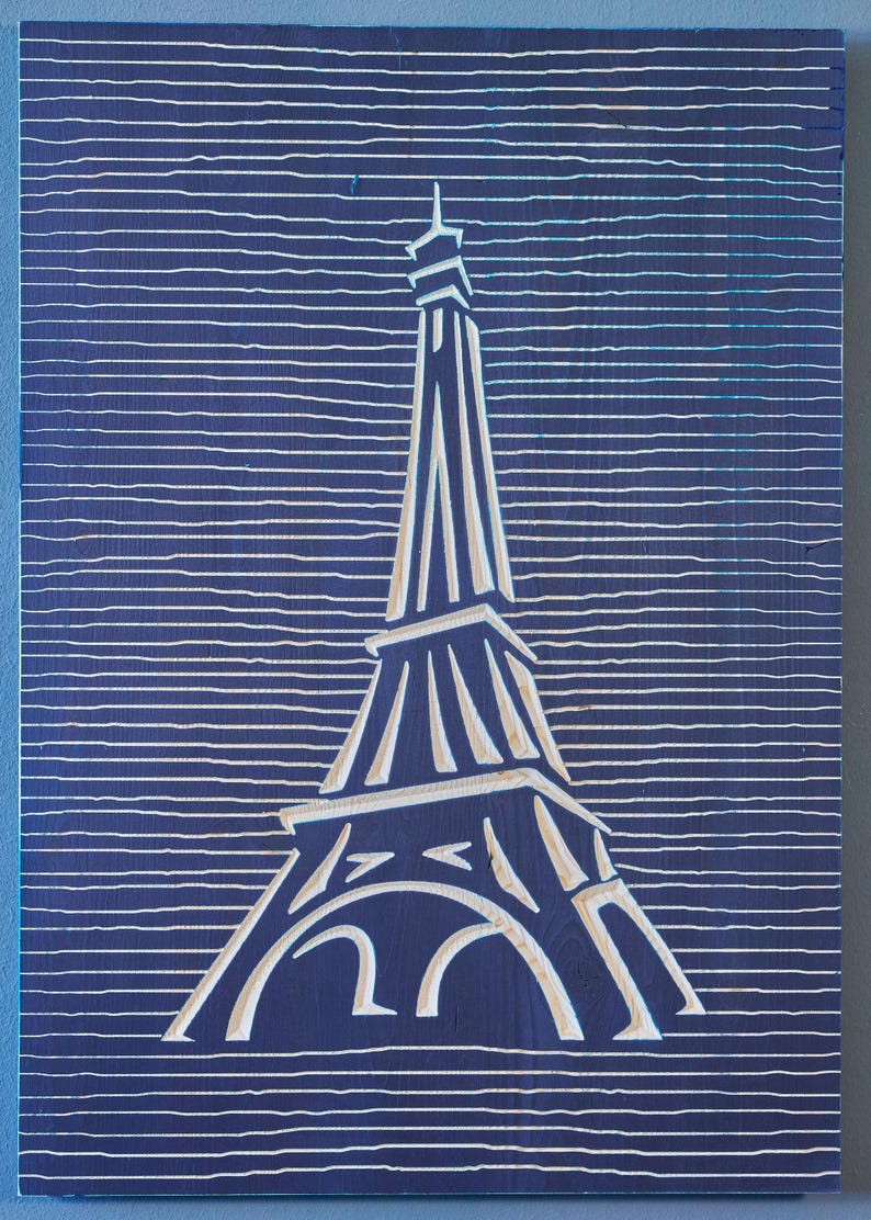 3D Wooden Eiffel Tower Wall Art: Hand-Carved Paris Decor