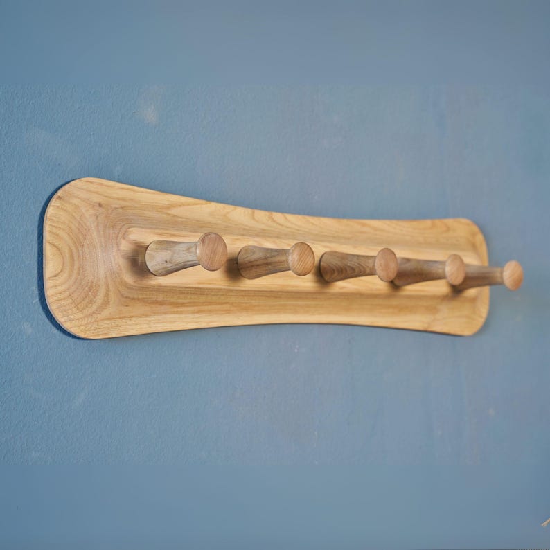 Wooden Wall Coat Rack – Double-Sided Detachable Hooks, Modern Rustic Entryway Organizer, Two-Color Option