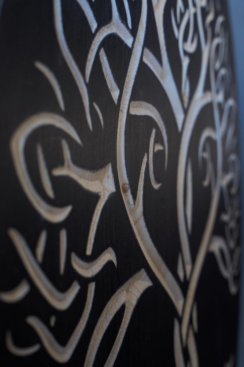 Celtic Knot Tree of Life Wood Wall Art: Engraved Yggdrasil Decor