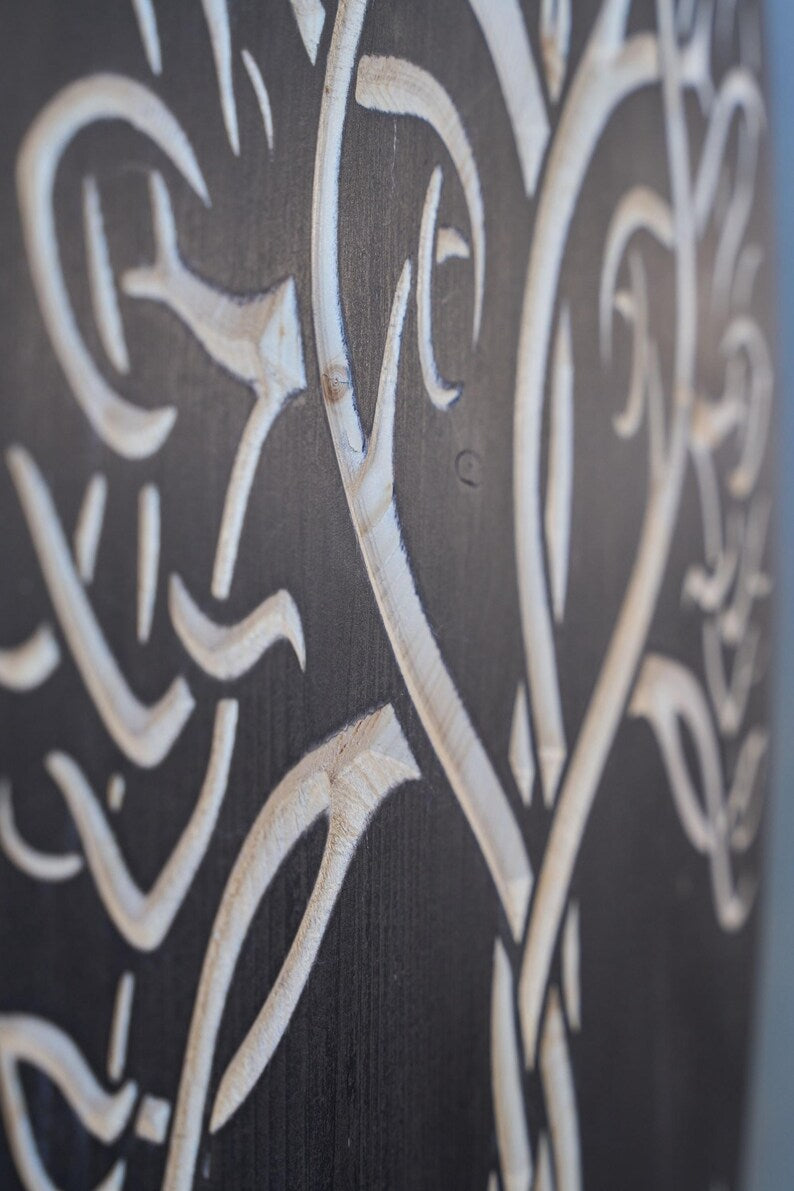 Celtic Knot Tree of Life Wood Wall Art: Engraved Yggdrasil Decor